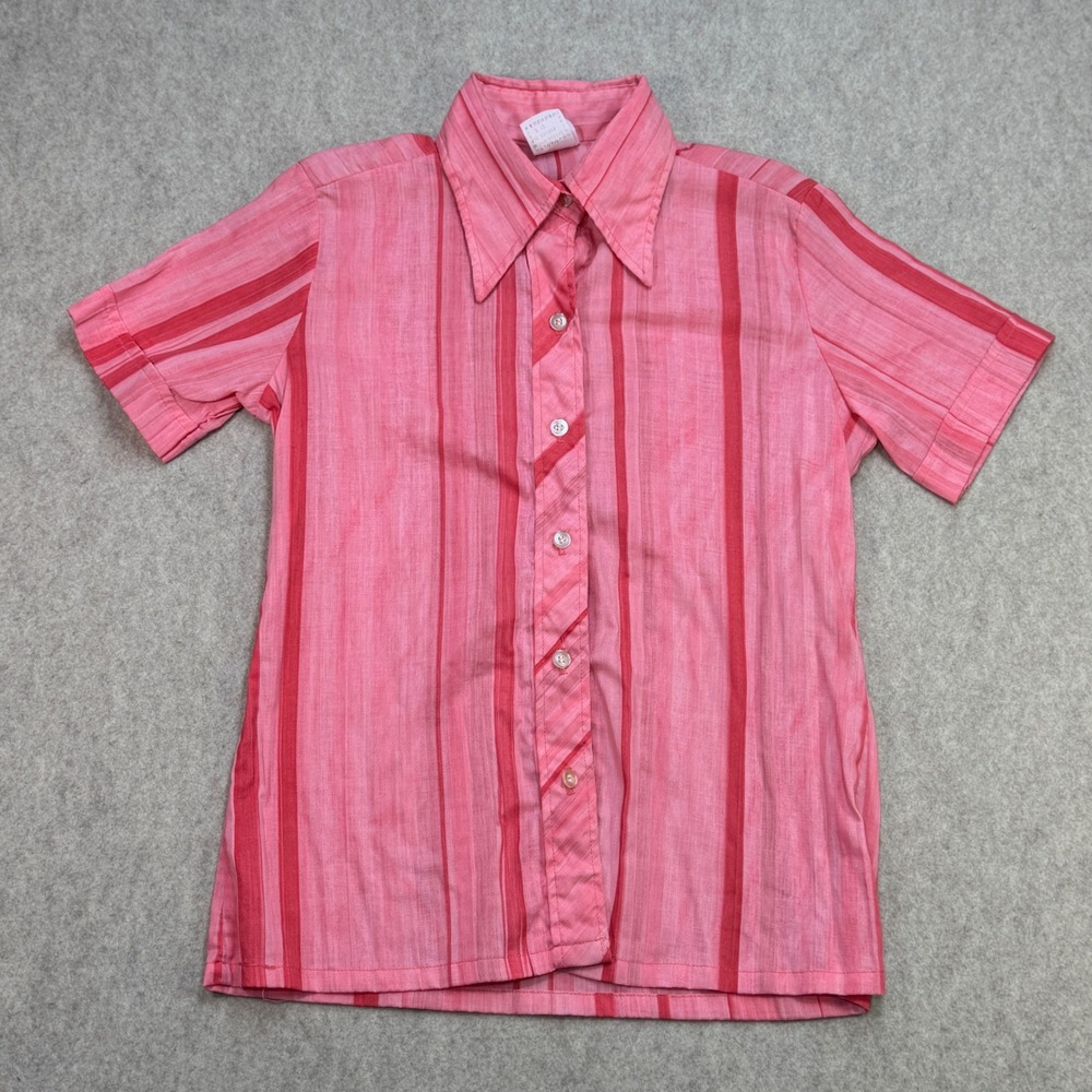 JCPenney Fashions Button Up Women S Striped Pink Vtg 70s Retro Mod Grandpacore